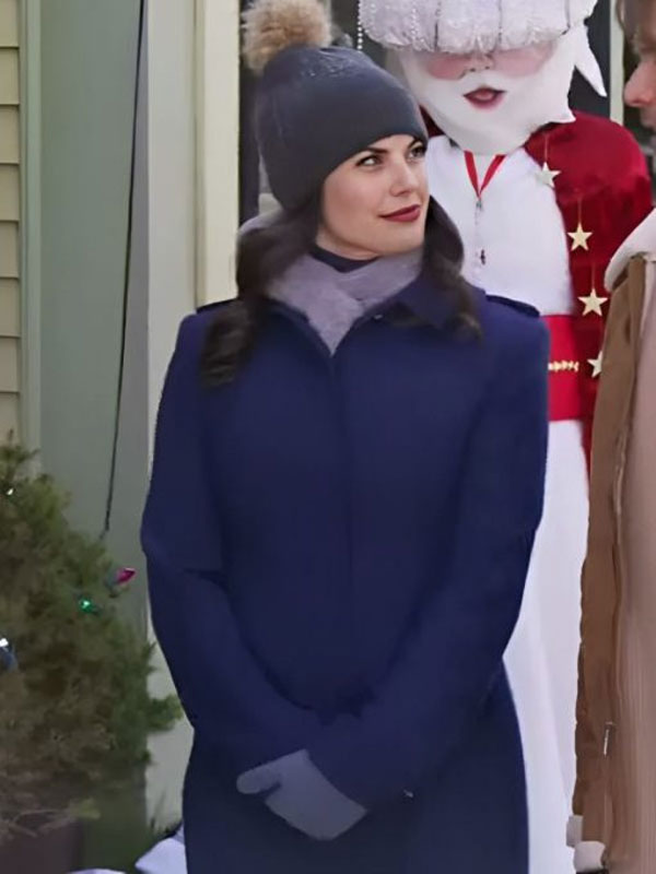2024 Believe in Christmas Meghan Ory Blue Wool Coat