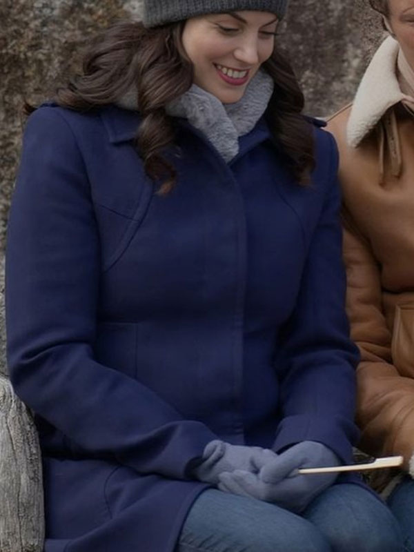 2024 Believe in Christmas Meghan Ory Blue Wool Coat