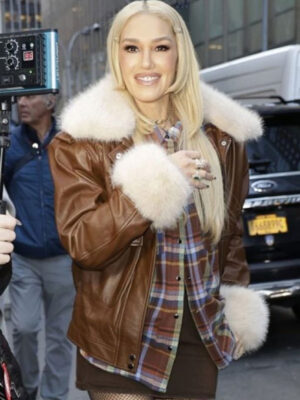 2024 Gwen Stefani Shearling Brown Leather Jacket