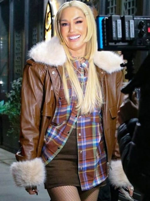 2024 Gwen Stefani Shearling Brown Leather Jacket