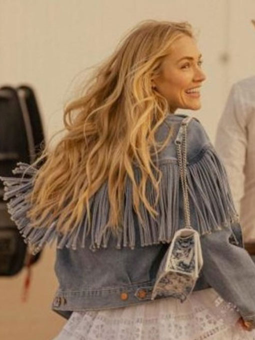 2024 Landman Michelle Randolph Blue Denim Fringe Jacket