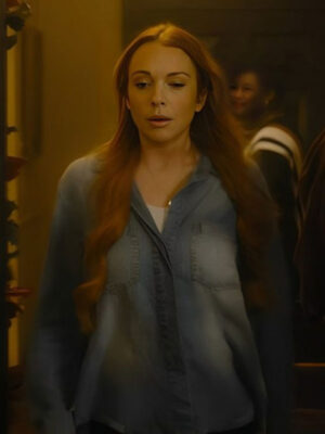 2024 Our Little Secret Lindsay Lohan Blue Denim Shirt