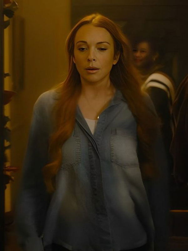 2024 Our Little Secret Lindsay Lohan Blue Denim Shirt