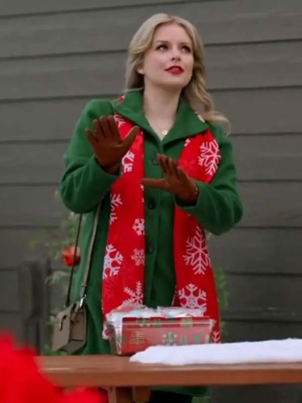 2024 Snowy with a Chance of Christmas Andrea Brooks Green Wool Coat