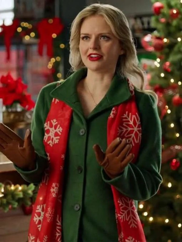 2024 Snowy with a Chance of Christmas Andrea Brooks Green Wool Coat
