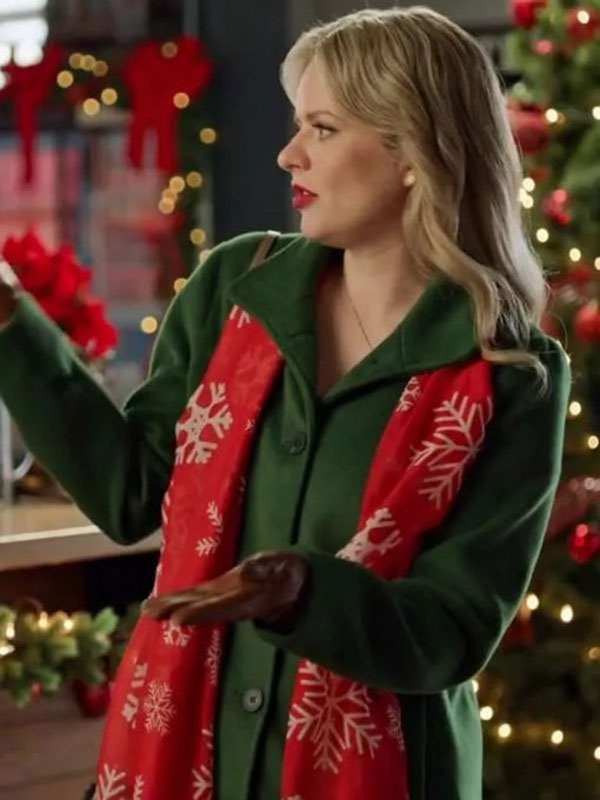 2024 Snowy with a Chance of Christmas Andrea Brooks Green Wool Coat