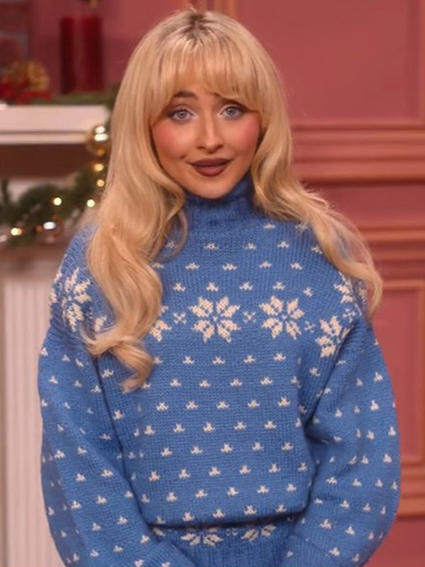 A Nonsense Christmas with Sabrina Carpenter 2024 Blue Wool Sweater