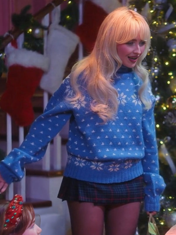 A Nonsense Christmas with Sabrina Carpenter 2024 Blue Wool Sweater