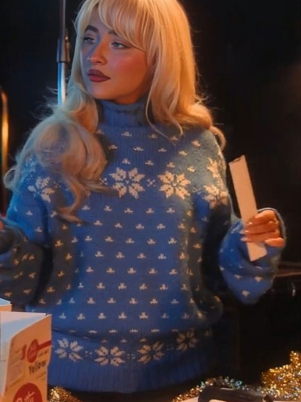 A Nonsense Christmas with Sabrina Carpenter 2024 Blue Wool Sweater