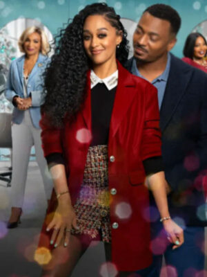 A Very Merry Beauty Salon Tia Mowry Red Wool Coat