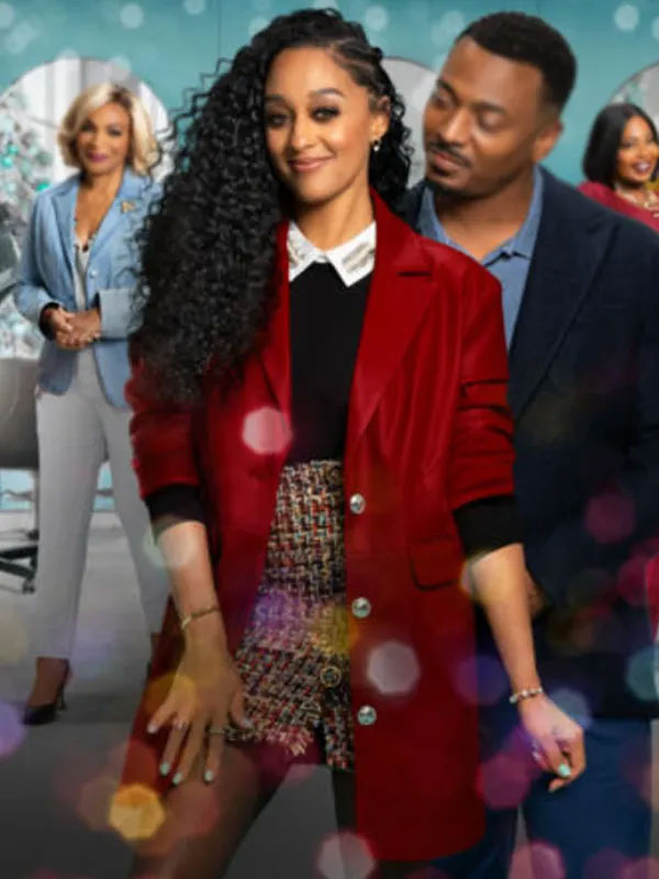 A Very Merry Beauty Salon Tia Mowry Red Wool Coat