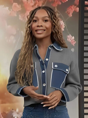 Access Hollywood Zuri Hall Mixed Media Grey Wool Jacket