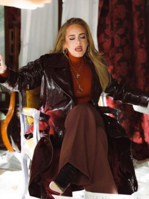 Adele Easy On Me Brown Coat In Leather