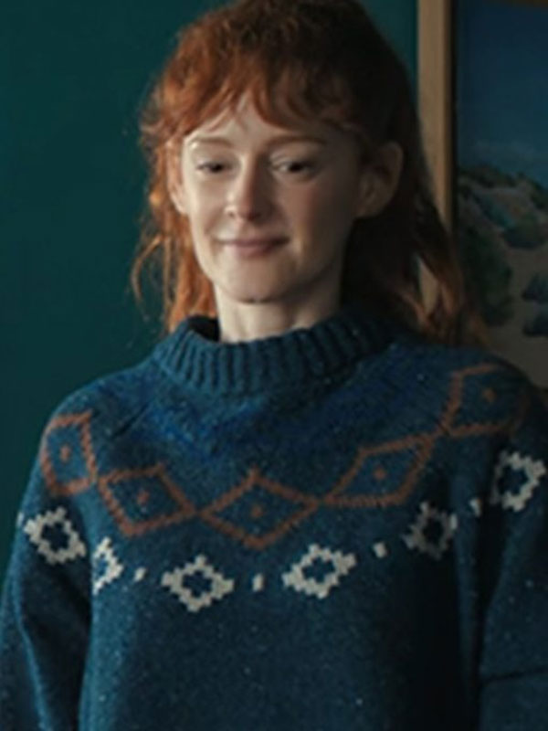 Ana Polvorosa The Last Night At Tremore Beach  Blue Fair Isle Sweater