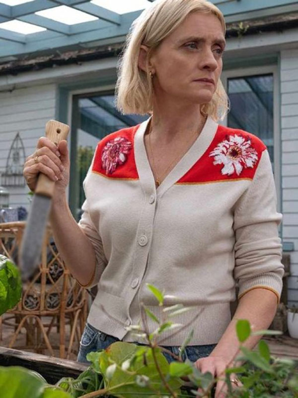 Bad Sisters S02 Anne-Marie Duff Red floral Cardigan