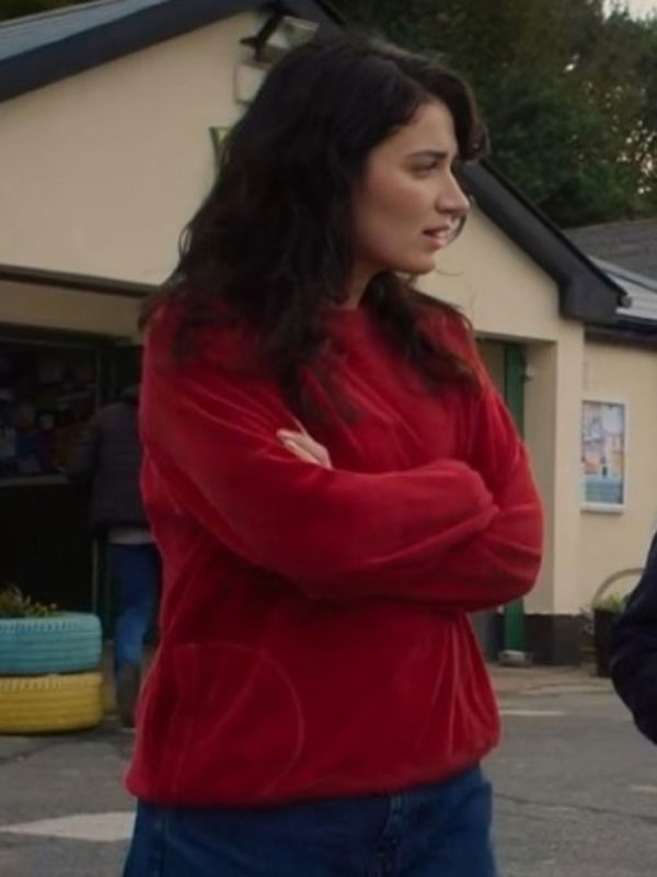 Bad Sisters S02 Eve Hewson Red Wool Sweater