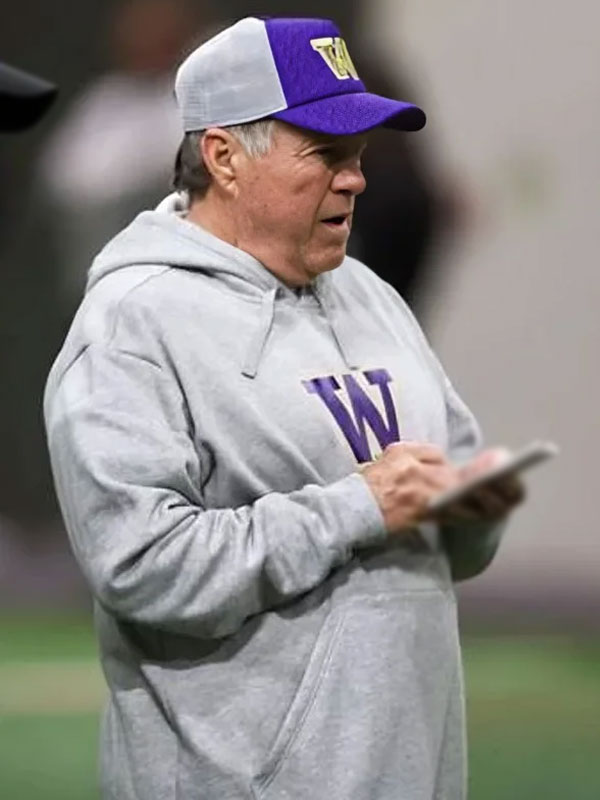 Bill Belichick Washington Huskies Grey Hoodie