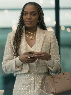 Brewster’s Millions Christmas 2024 China Anne McClain Sequin Blazer