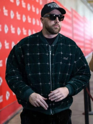 chiefs-game-travis-kelce-green-bomber-jacket-2
