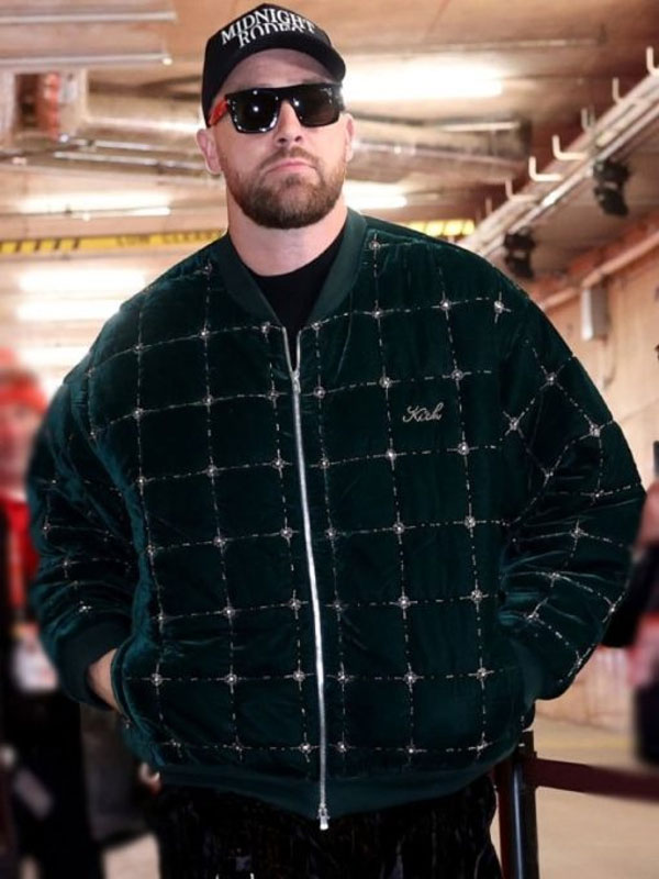 Chiefs Game Travis Kelce Green Bomber Jacket
