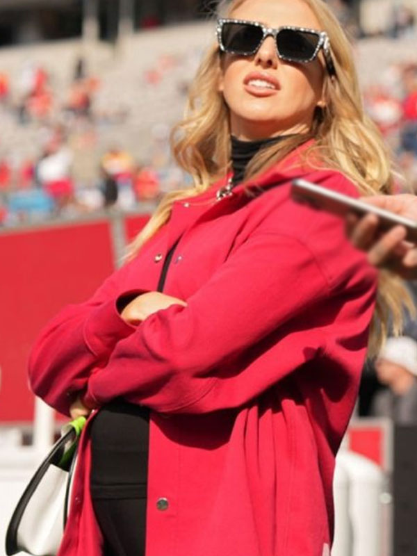 Chiefs vs Panthers Brittany Mahomes Red Cotton Jacket