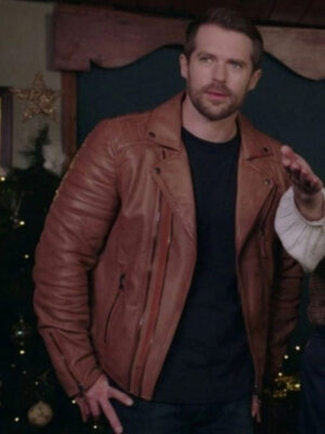 Christmas At Plumhill Manor Kyle Pryor Brown Leather Jacket