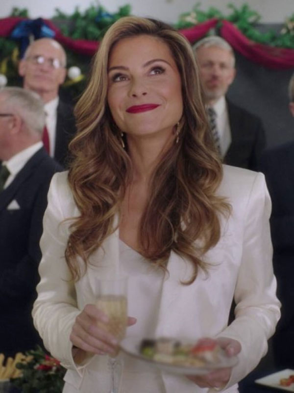 Christmas At Plumhill Manor Maria Menounos White Blazer Coat