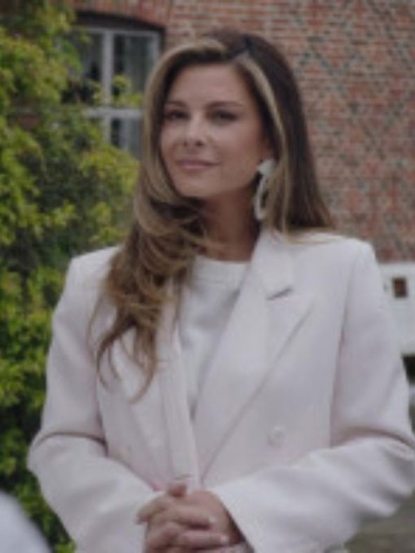 Christmas At Plumhill Manor Maria Menounos White Blazer Coat