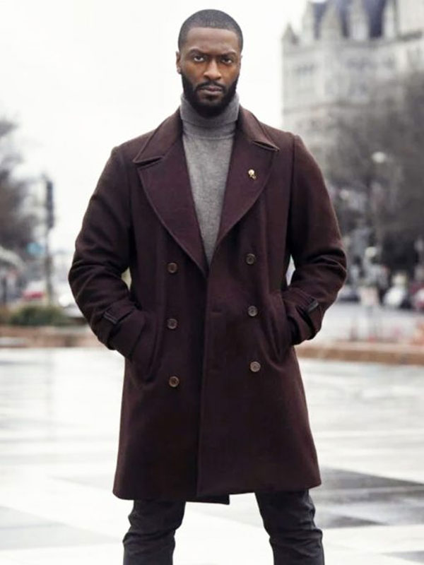 Cross 2024 Aldis Hodge Maroon Wool Coat