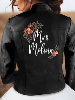 Custom Black Leather Zipper Jacket