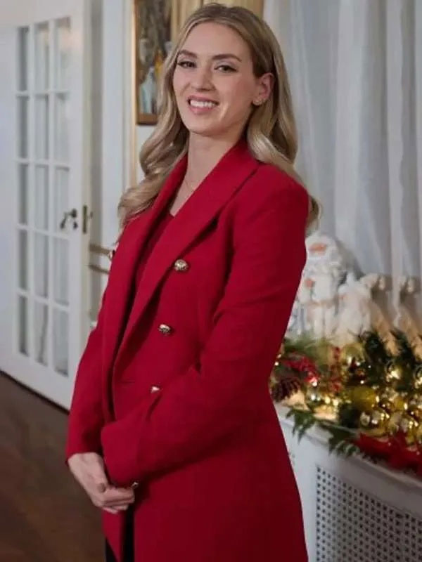 Debbie Macomber’s Joyful Mrs. Miracle 2024 Charlotte Red Wool Peacoat