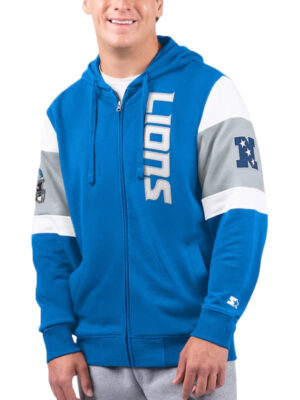 Detroit Lions Extreme Starter Blue Fleece Zipper Hoodie