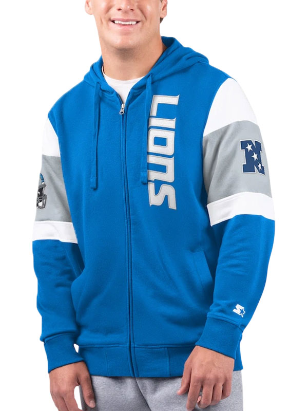 Detroit Lions Extreme Starter Blue Fleece Zipper Hoodie