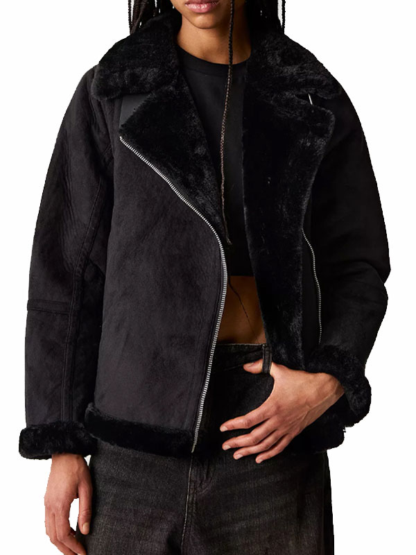 Double-faced - Lagana jakna Black Zipper leather jacket