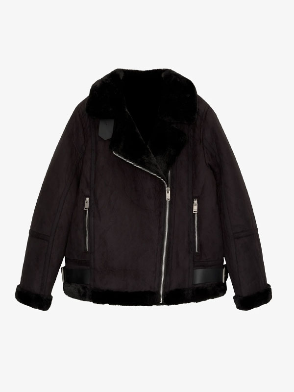 Double-faced - Lagana jakna Black Zipper leather jacket