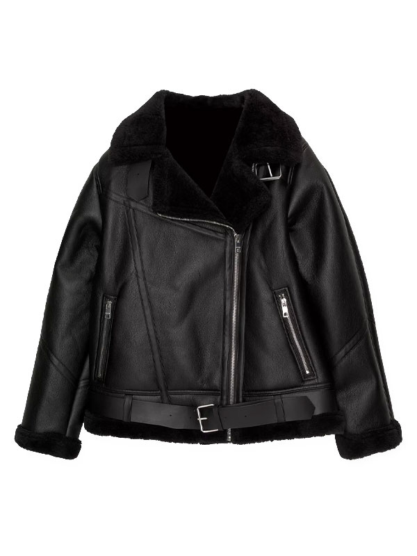 Double-sided Black Zipper leather jacket