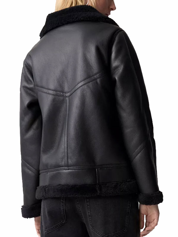 Double-sided Black Zipper leather jacket