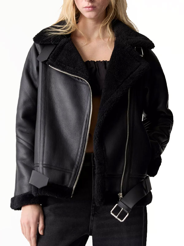 Double-sided Black Zipper leather jacket