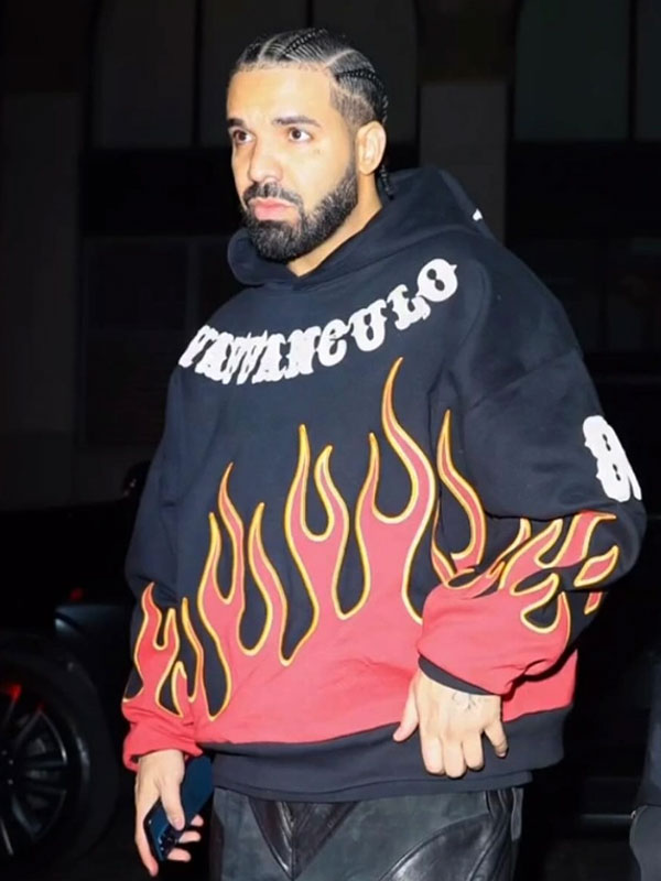 Drake Vaffanculo Flame Black Fleece Pullover Hoodie