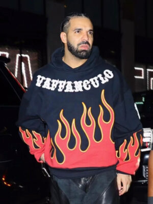 Drake Vaffanculo Flame Black Fleece Pullover Hoodie