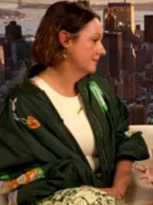 Drew Barrymore Show Green Cotton Bomber Jacket