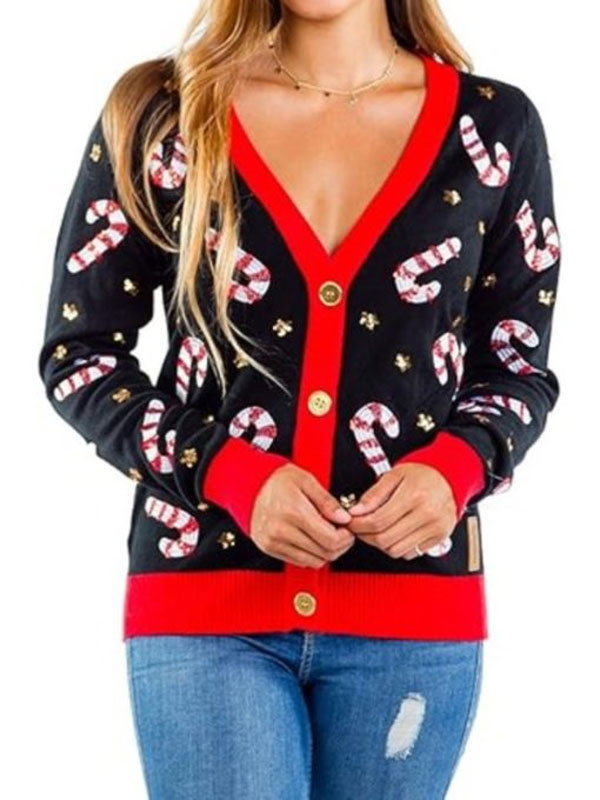 Elsbeth Carrie Preston Candy Cane XMAS Fleece Cardigan