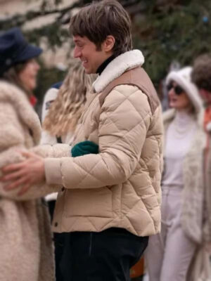 Emily in Paris S04 Gabriel Beige Quilted Jacket