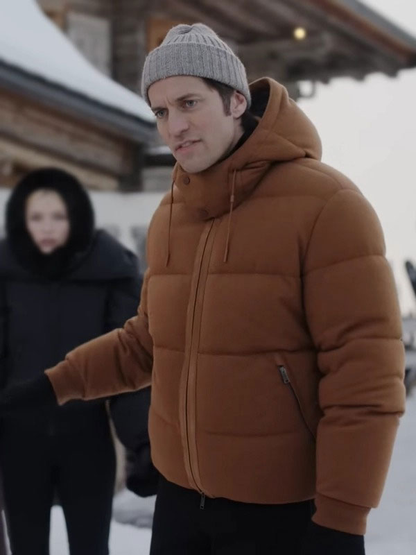 Emily in Paris S04 Gabriel Brown Puffer Hooded Jacket