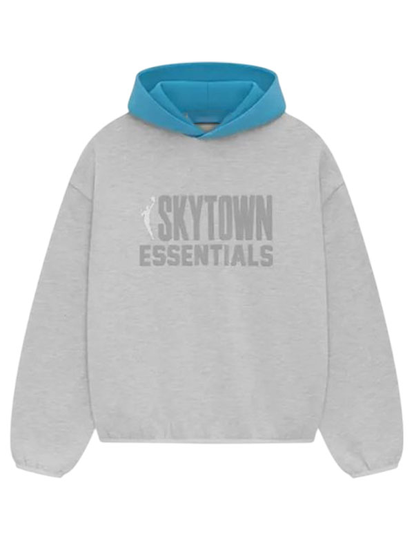 Essentials Sky Grey Fleece Pullover Hoodie