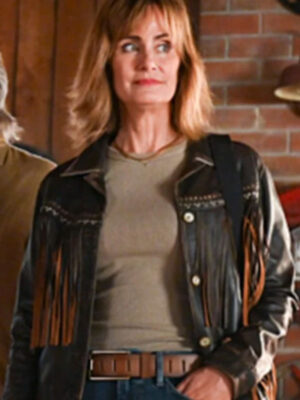 Fire Country S03 Diane Farr Fringe Brown Leather Jacket