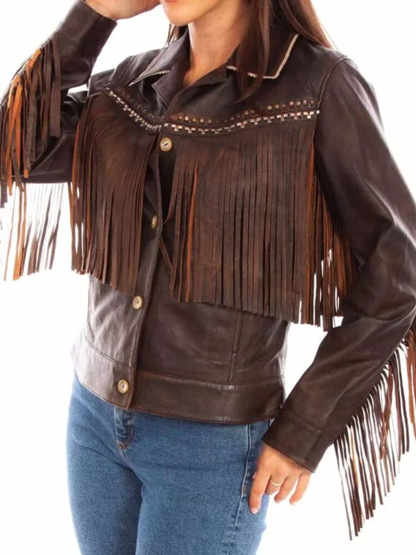 Fire Country S03 Diane Farr Fringe Brown Leather Jacket