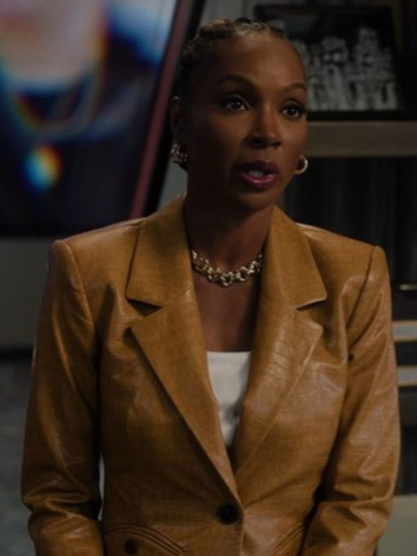 Found S02 Shanola Hampton Brown Leather Blazer