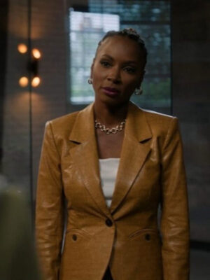 Found S02 Shanola Hampton Brown Leather Blazer