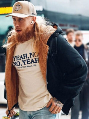 george-kittle-black-shearling-jacket